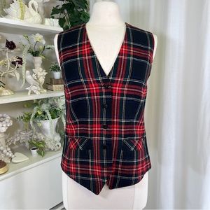 Vintage 70s Pendleton Red and Black Plaid Wool Vest